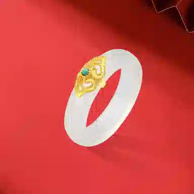 金师傅 荔枝冻指环 吉祥国潮古风气质汉服日常显白通勤佩戴 绿宝石 玛瑙 白玉髓 玉石戒指 男女同款情侣款