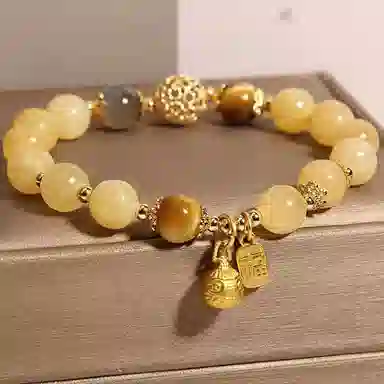 【高品质|招财磁场】 金师傅 日进斗金吞金兽 招财小霸王时来运转财源广进新中式国潮小众气质百搭#好运天然 金发晶 手串 男女同款情侣款