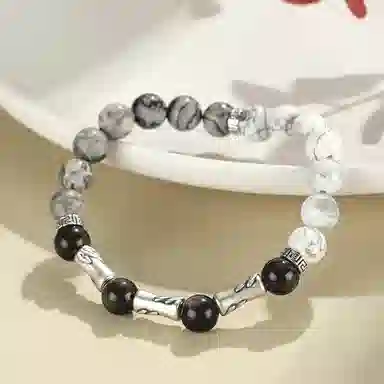 【S999足银|甄选高品质|顺利上岸】 金师傅 节节高升 前程似锦竹节时来运转 新中式国潮复古气质文艺简约百搭高级#好运 地图石 手串 男款