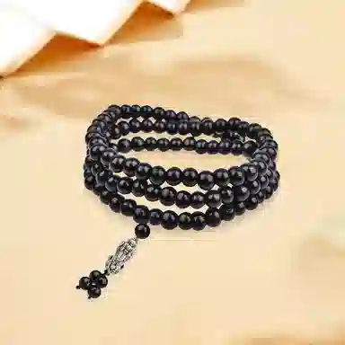 金师傅 三圈两戴手饰 叠戴佛珠串珠 新中式国潮国风 时来运转佛字新中式国潮轻奢小众复古 文玩 柴木 木作手串 通用