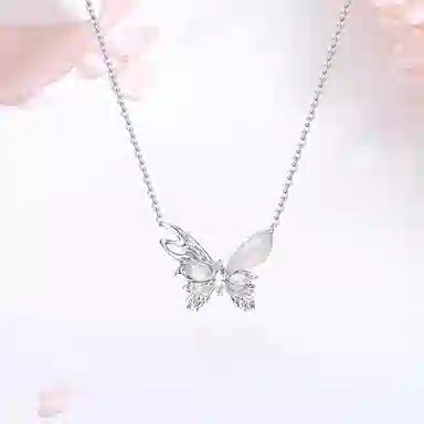 【S925银|甄选高品质】 金师傅 月光蝴蝶锁骨链 梦幻森系时尚时尚精致气质百搭 小众不规则肌理感高级#好运 玉髓 项链 男女同款情侣款