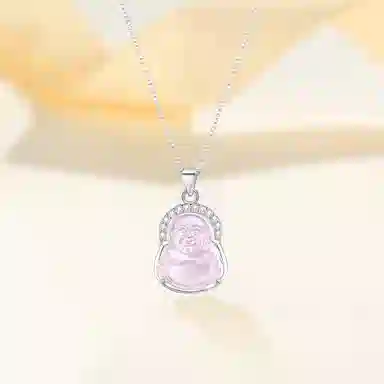 【S925银|甄选高品质|你的守护神】 金师傅 观音弥勒佛 平安顺遂 事业有成 新中式国潮气质#好运 粉水晶 项链 男女同款情侣款