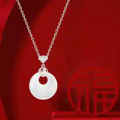 【精选玉髓高品质】 金师傅 福气平安扣 事事如意平安顺遂 新中式国潮复古气质简约百搭小众轻奢设计高级#好运 玉髓 项链 男女同款情侣款