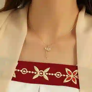 【精选高品质|S999足银】 金师傅 福禄双全流苏吊坠 福气满满葫芦招财纳福 新中式国潮复优雅气质简约日常百搭#好运 玉髓 项链 女款