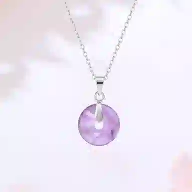 【S999足银|甄选高品质】 金师傅 平安扣吊坠 吉祥如意 平安顺遂新中式国潮气质 简约百搭小众轻奢高级#好运 紫水晶 项链 男女同款情侣款