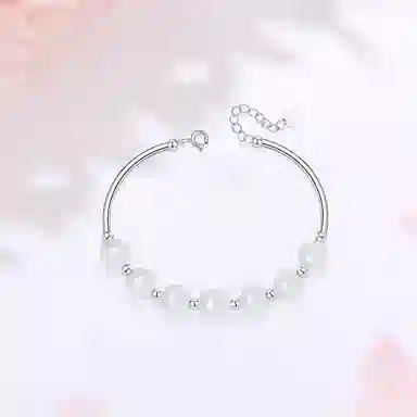 【S925银|精选高品质】 金师傅 白月光时来运转串珠 时尚韩系高级感精致小清新气质优雅百搭 小众轻奢设计高级#好运 玉髓 手链 女款