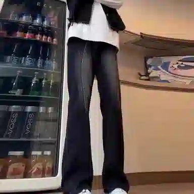 悍戈 美式潮牌设计感修身窄版多款式拼接微喇牛仔裤 男女同款