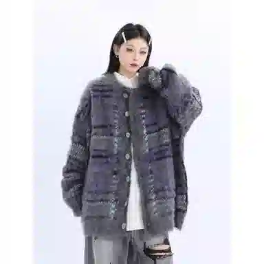 悍戈 美式复古撞色拼接潮流开衫外套 日常通勤无性别百搭针织衫 男女同款