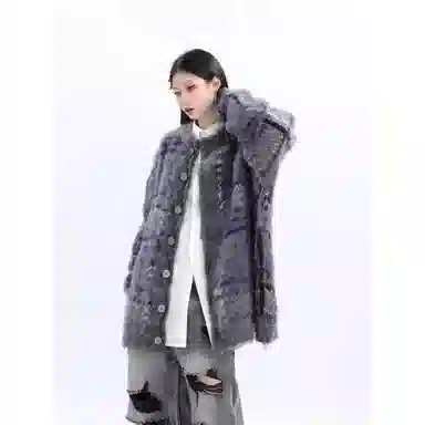 悍戈 美式复古撞色拼接潮流开衫外套 日常通勤无性别百搭针织衫 男女同款