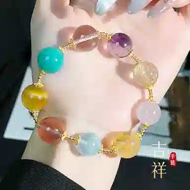 倾爱 吉祥八宝 新中式国潮轻奢风温柔高级感#好运天然 金发晶 手链 女款