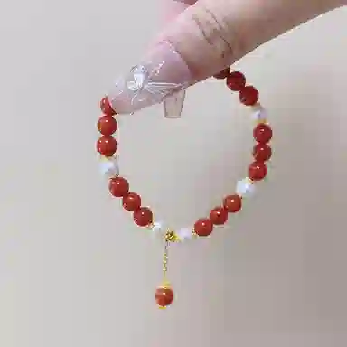 倾爱 圆珠 新中式气质黄金手饰品 玛瑙 玉石手串 女款