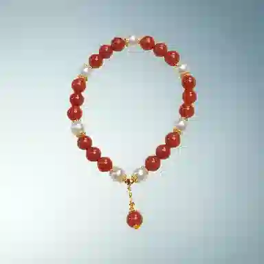 倾爱 圆珠 新中式气质黄金手饰品 玛瑙 玉石手串 女款