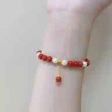 倾爱 圆珠 新中式气质黄金手饰品 玛瑙 玉石手串 女款