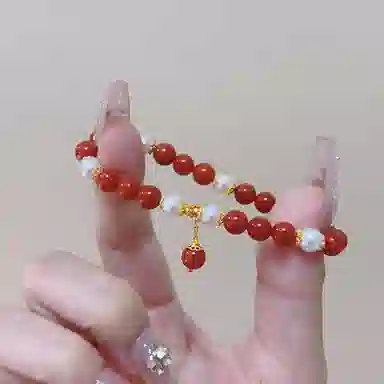 倾爱 圆珠 新中式气质黄金手饰品 玛瑙 玉石手串 女款