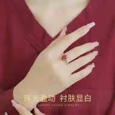 倾爱 复古  开口 生日 礼 玛瑙 戒指 女款