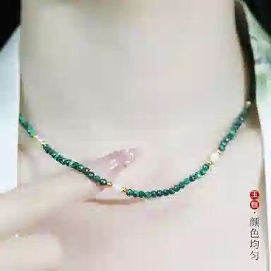 倾爱 新中式国潮 古风高贵优雅气质简约清新绿金流水#好运天然 玉髓 项链 女款