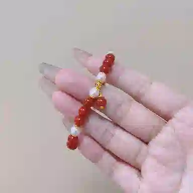 倾爱 圆珠 新中式气质黄金手饰品 玛瑙 玉石手串 女款