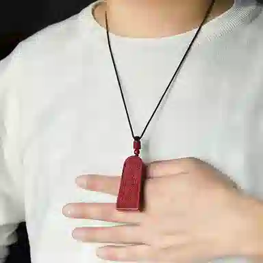 灵菲 中国风吉祥致福国潮复古新中式 朱砂 玉石项链 女款 朱砂