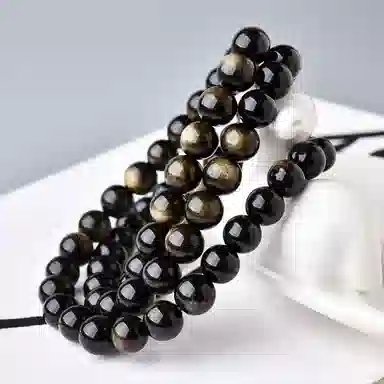 【消除108种烦恼】 灵菲 时尚潮流念珠佛珠叠戴手饰 新中式文艺复古 霉运消散 时来运转 #好运 黑曜石 手串 男女同款情侣款