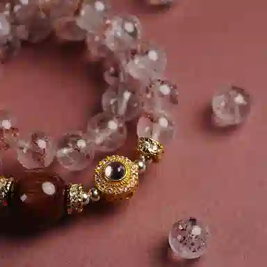 【匠心手作 金运亨通】 灵菲 招财纳福新中式兔毛转运珠手饰 轻奢小众高级感简约百搭平安吉祥#好运天然 超七 水晶手串 女款