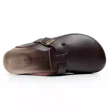 果洛菲 软木拖休闲舒适百搭平底懒人拖半拖情侣光面博肯鞋包头拖鞋 男女同款