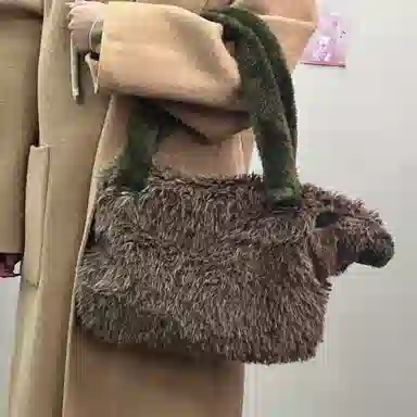 Bywhich Capybara Plush Tote Bag Brown