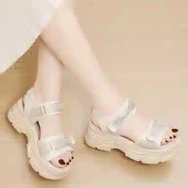 金丝兔 牛皮革 休闲舒适潮流时尚百搭 沙滩凉鞋 女款