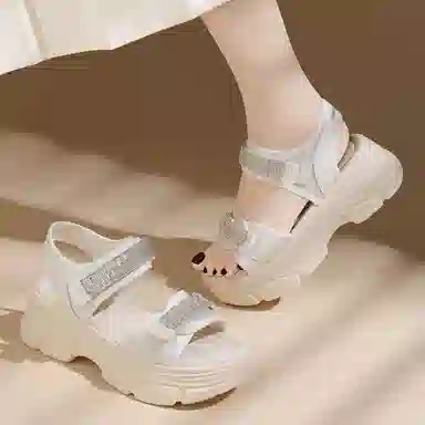 金丝兔 牛皮革 休闲舒适潮流时尚百搭 沙滩凉鞋 女款