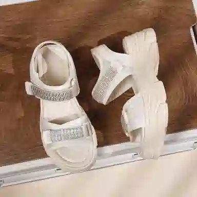 金丝兔 牛皮革 休闲舒适潮流时尚百搭 沙滩凉鞋 女款