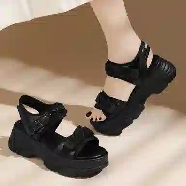 金丝兔 牛皮革 休闲舒适潮流时尚百搭 沙滩凉鞋 女款
