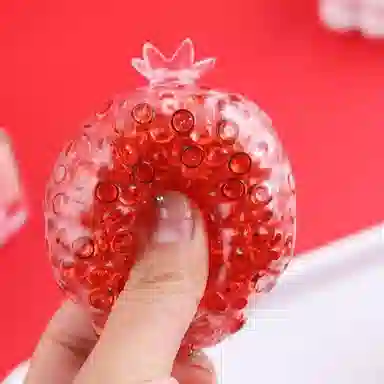 魔力唛咕 仿真水果石榴解压玩具抽气球咯吱咯吱可塑形手作球 捏捏乐