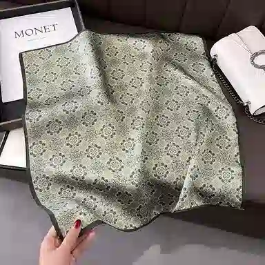 纳兰杜 薄款优雅气质百搭款时尚通勤高级感配饰法式精致穿搭 桑蚕丝 丝巾 女款 绿色