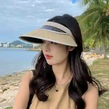 纳兰杜 个性潮流太阳帽休闲遮阳运动款透气户外骑行空顶帽 织物 防晒帽 女款 米色/卡其色/黑色/粉色