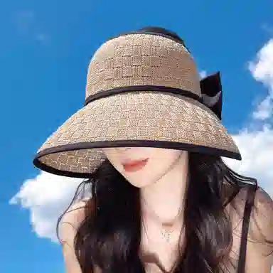 纳兰杜 韩版大帽檐高级感户外旅行防紫外线 织物 防晒帽 女款 卡其色/灰色/粉色