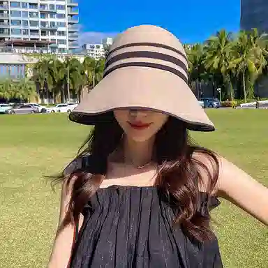 纳兰杜 韩版显脸小高级感休闲时尚沙滩遮阳超大 织物 防晒帽 女款