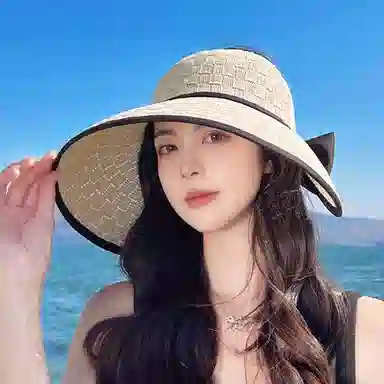 纳兰杜 韩版大帽檐高级感户外旅行防紫外线 织物 防晒帽 女款 卡其色/灰色/粉色