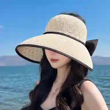 纳兰杜 韩版大帽檐高级感户外旅行防紫外线 织物 防晒帽 女款 卡其色/灰色/粉色