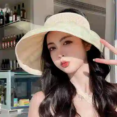 纳兰杜 小众设计显脸小潮流大帽檐高级感 黑胶 防晒帽 女款 多色