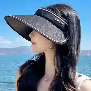 纳兰杜 太阳帽超大帽檐夏季遮阳显脸小户外沙滩高级感 织物 防晒帽 女款