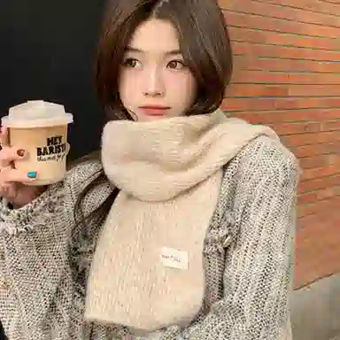 纳兰杜 纯色软糯感可爱百搭保暖防寒时尚韩版简约潮流穿搭 绒线围巾 女款  多色