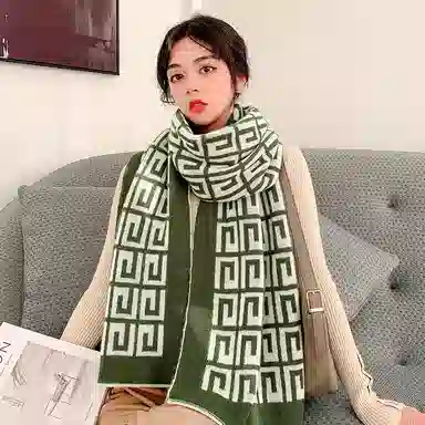 纳兰杜 秋冬 针织 加厚 毛线百搭时尚韩版防风防寒保暖护脖子 绒线围巾 女款 卡其色/黑色/绿色