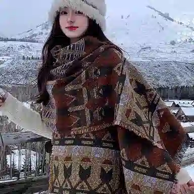 纳兰杜 民族风流苏异域实用百搭旅游小众高级感礼盒装 涤纶 绒线围巾 女款