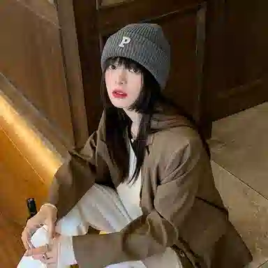 纳兰杜 百搭保暖时尚小众显脸小秋冬 织物 绒线帽 女款 灰色