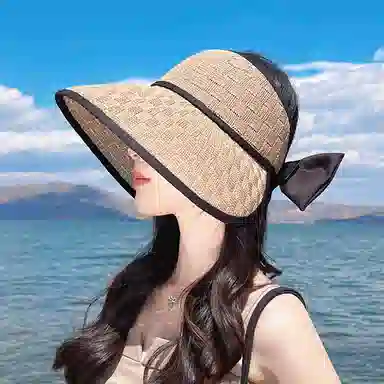 纳兰杜 韩版大帽檐高级感户外旅行防紫外线 织物 防晒帽 女款 卡其色/灰色/粉色