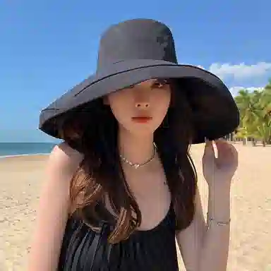 纳兰杜 太阳帽高级感出行旅游沙滩帽遮阳显脸小气质款 棉 防晒帽 女款