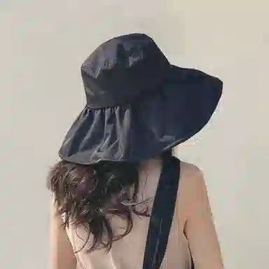 纳兰杜 超大帽檐遮阳防紫外线夏季显脸小太阳帽 涤纶 防晒帽 女款 粉色/子夜黑/驼色