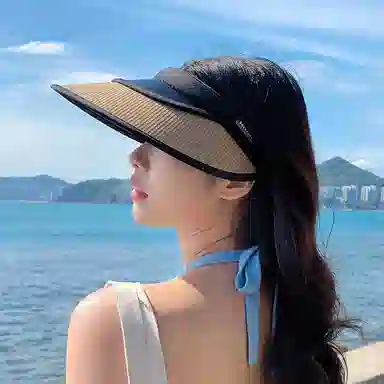 纳兰杜 个性潮流太阳帽休闲遮阳运动款透气户外骑行空顶帽 织物 防晒帽 女款 米色/卡其色/黑色/粉色