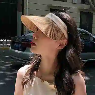 纳兰杜 夏季遮阳旅游沙滩气质空顶帽显脸小防紫外线 织物 防晒帽 女款