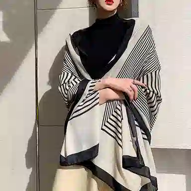 纳兰杜 条纹小众设计感百搭春季薄款韩版穿搭时尚 披肩 女款