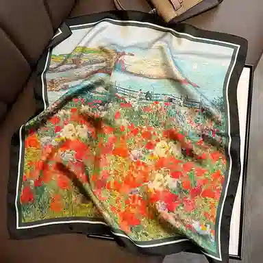 纳兰杜 新中式国潮复古简约轻奢高级感薄款优雅气质穿搭时尚配饰礼盒装 蚕丝 丝巾 女款 薄荷绿